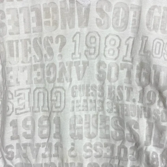 Guess Los Angeles 1981 Logo Sheer V Neck T Shirt White Womens Size Medium - Picture 3 of 10